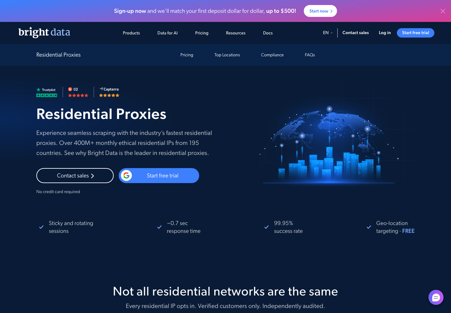 Bright Data residential proxy product page
