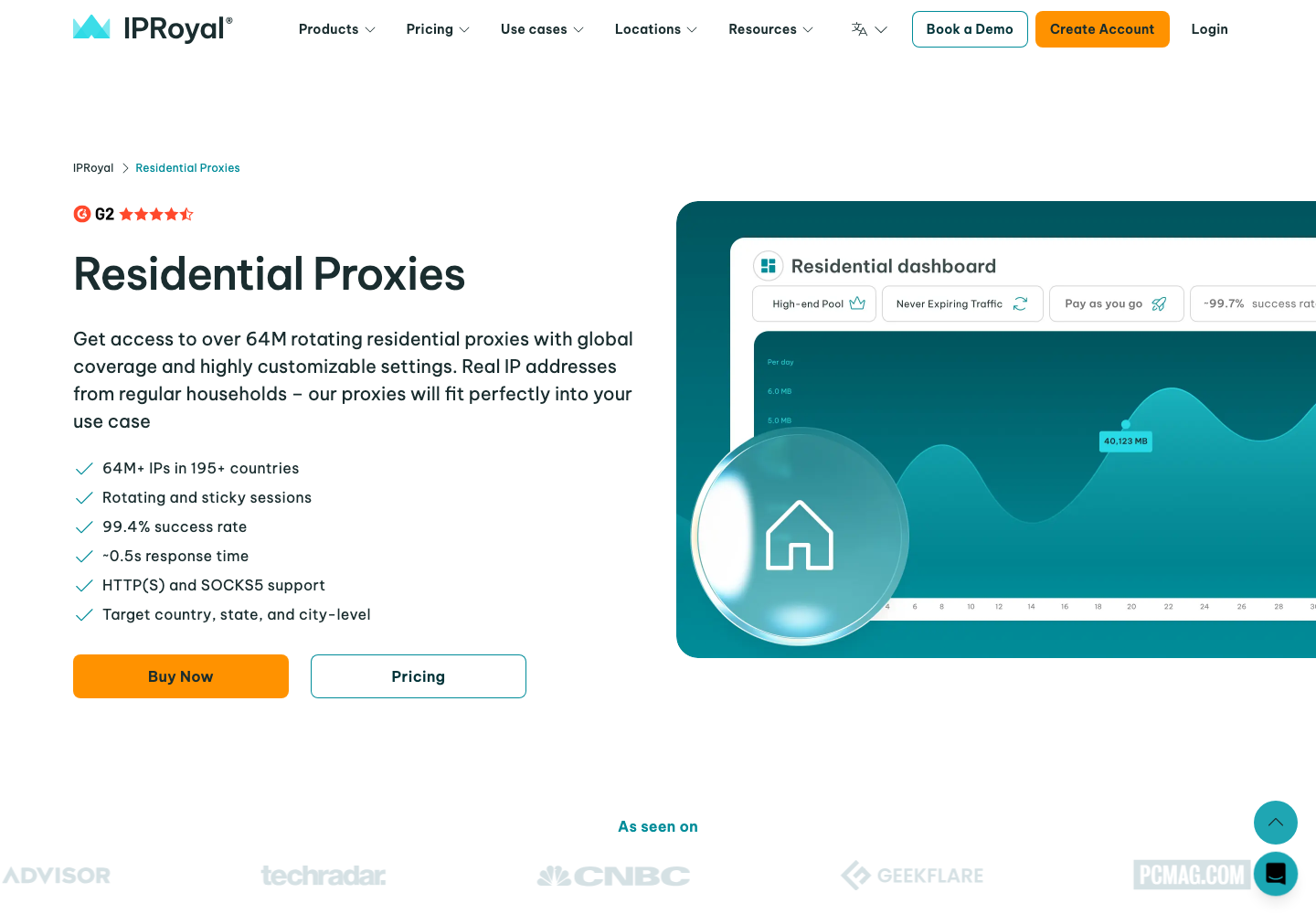 IPRoyal residential proxy product page